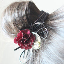 Hair Accessories Flower Hair Rope Big Flower Elastic Hair Ties Rhinestone Pearl Charms Rubber B  Elastic Headwear for Girls EF8