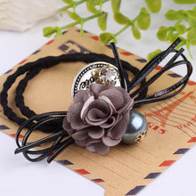 Hair Accessories Flower Hair Rope Big Flower Elastic Hair Ties Rhinestone Pearl Charms Rubber B  Elastic Headwear for Girls EF8