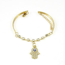 Hamsa Symbol Fatima H  Pendant Rhinestone Gold Plated Bracelet Bangle Jewelry Gift for Women EF8