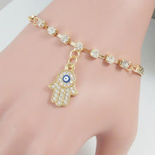 Hamsa Symbol Fatima H  Pendant Rhinestone Gold Plated Bracelet Bangle Jewelry Gift for Women EF8