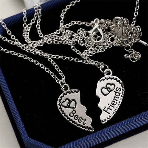Heart Shape Best Friends Alloy Chain Necklace Girls Gift Women Jewelry Design Two Pieces Combination Necklace EF8
