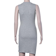 High Collar Slim Bodycon Elegant Party Dress Irregular Perspective Pencil Midi Dress Sexy Sleeveless Dress Club Wear EF8