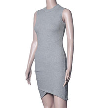 High Collar Slim Bodycon Elegant Party Dress Irregular Perspective Pencil Midi Dress Sexy Sleeveless Dress Club Wear EF8