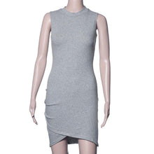 High Collar Slim Bodycon Elegant Party Dress Irregular Perspective Pencil Midi Dress Sexy Sleeveless Dress Club Wear EF8