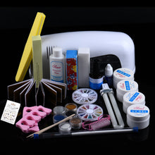 9W Dryer Lamp Tube UV Gel Kit Brush Buffer Guides Toe Seperator Glitter Powder Liquid Tools Nail Tips Glue DIY Kit EF8