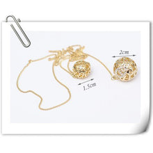 Classic Crystal Hollow Out Two Ball Rhinestone a Long Section of High Texture Flash Spher 18K Gold Plated Necklace EF8