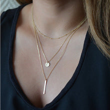 Gold Plated Fatima H  3 Multi Layer Chain Bar Necklace Gold Beads   Long Strip Pendant Necklaces Jewelry EF8