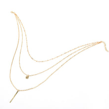 Gold Plated Fatima H  3 Multi Layer Chain Bar Necklace Gold Beads   Long Strip Pendant Necklaces Jewelry EF8