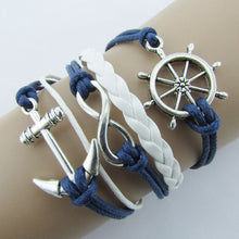 Fashion Jewelry Vintage Braided Anchors Owl Love Rudder Leather Bracelet Multilayer Rope Bracelets Wrap Bracelets Bangle EF8