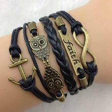 Fashion Jewelry Vintage Braided Anchors Owl Love Rudder Leather Bracelet Multilayer Rope Bracelets Wrap Bracelets Bangle EF8