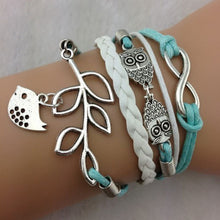 Fashion Jewelry Vintage Braided Anchors Owl Love Rudder Leather Bracelet Multilayer Rope Bracelets Wrap Bracelets Bangle EF8