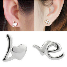 Lovely Charming Women Lady Silver Plated Heart LOVE Earrings Jewelry Gift  EF8
