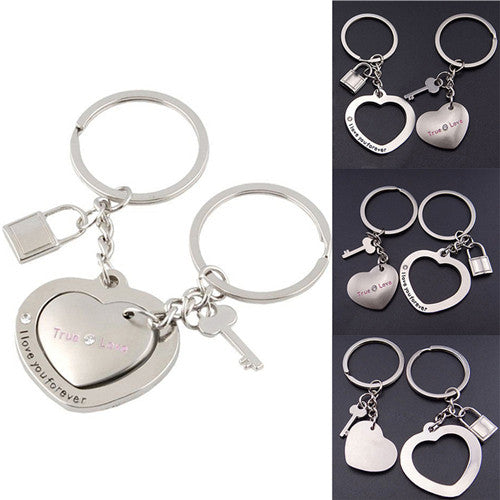 Lovers Heart Lock key chains keyring keyfob Valentine Couple gift purses h bags  EF8
