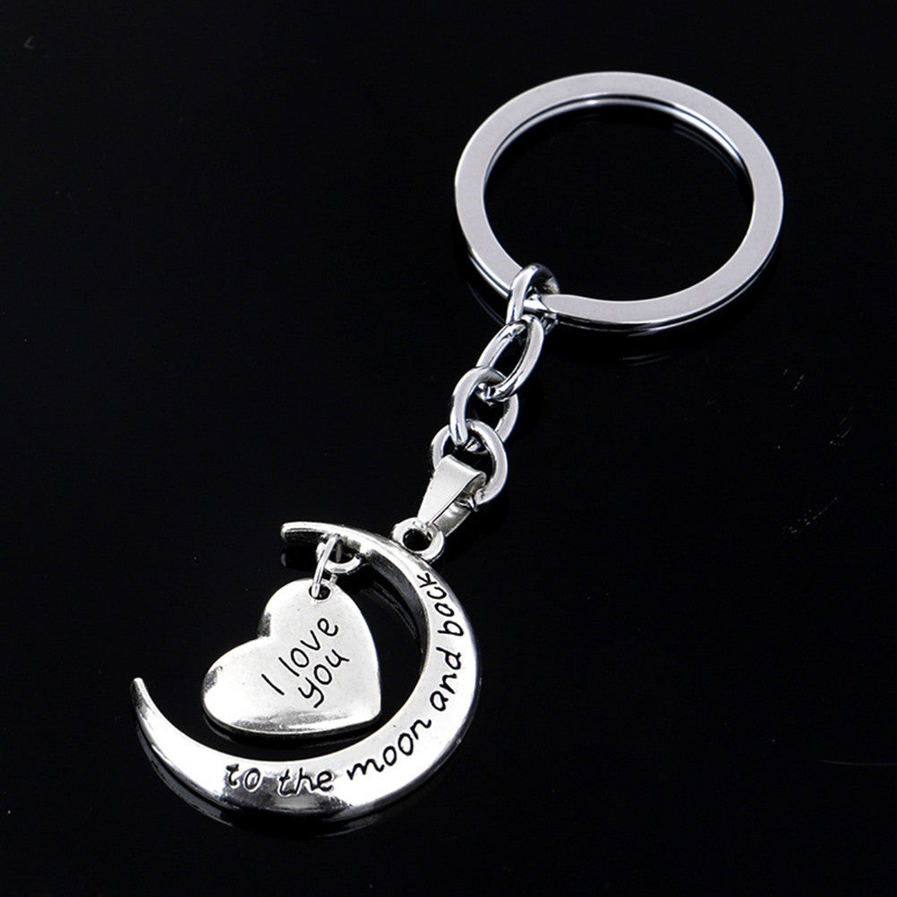 s I Love You To The Moon   Back Keychain Key Ring Jewelry Moon   Heart Key Chains Gifts For Women EF8
