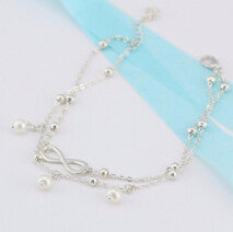 Body Chains Women Silver Plated Anklet Bead Ankle Bracelet Anklets for Women Foot Jewelry EF8