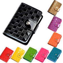 Portable Mini Bank Credit Card Slot Holder Candy Color Patent Plaid Package Folder Card Case EF8