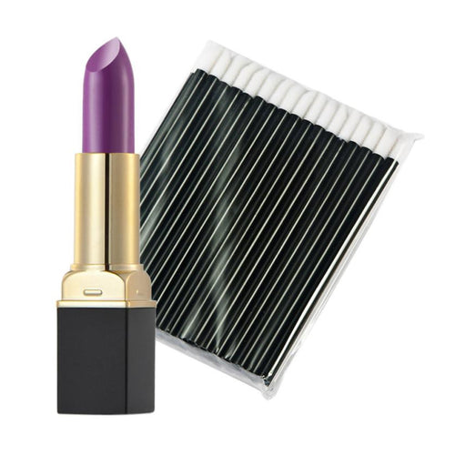 12-ColorMakeup Matte Lipstick Lip Gloss Pencil Long Lasting lipglossOne-Time 50pc Black Lip Gloss Brush EF8