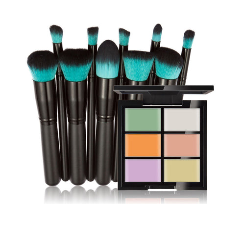 6-Color Concealer Primer 10 Black Handle With a Blue Head Makeup Brush Cosmetic Tools maquiagem- EF8