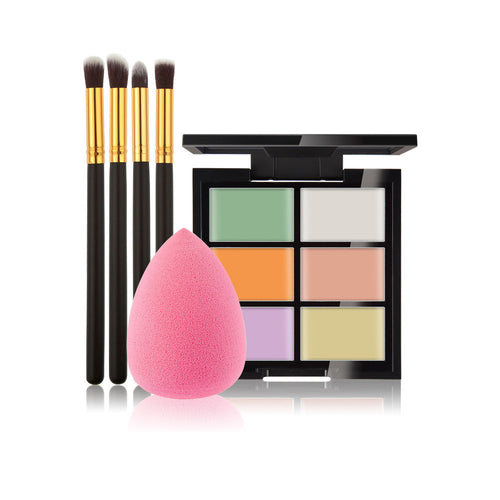 6-Color Concealer Primer 4 Black Gold Makeup Brush Water Droplets Puff Cosmetic Tools maquiagem- EF8