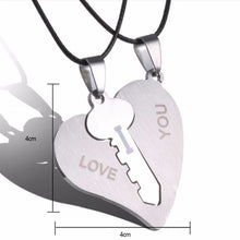 I Love You Couple Necklaces Set Lock Key Matching Heart Stainless Steel Pendant Necklace for Couples  2Pcs EF8