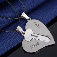 I Love You Couple Necklaces Set Lock Key Matching Heart Stainless Steel Pendant Necklace for Couples  2Pcs EF8
