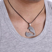 I Love You Couple Necklaces Set Lock Key Matching Heart Stainless Steel Pendant Necklace for Couples  2Pcs EF8