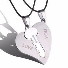 I Love You Couple Necklaces Set Lock Key Matching Heart Stainless Steel Pendant Necklace for Couples  2Pcs EF8