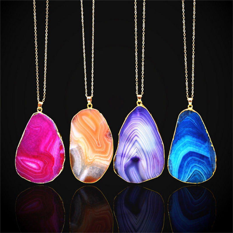 Irregular Colorful Amethyst Stone Charms Jewelry Collares bijoux piedras naturales Natural Stone Pendant Necklace EF8