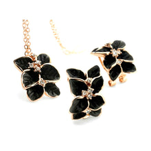 Jewelry Set Rose Austrian Crystal Enamel Earring Necklace Flower Set GT Earrings Necklaces Jewelry Sets EF8