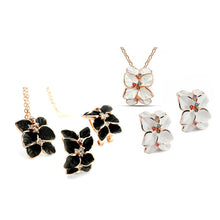 Jewelry Set Rose Austrian Crystal Enamel Earring Necklace Flower Set GT Earrings Necklaces Jewelry Sets EF8