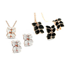 Jewelry Set Rose Austrian Crystal Enamel Earring Necklace Flower Set GT Earrings Necklaces Jewelry Sets EF8