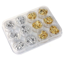 12pc Nail Art Gold Silver Paillette Flake Chip Foil DIY Acrylic UV Gel Stickers for Women Lady Beauty 1 set EF8