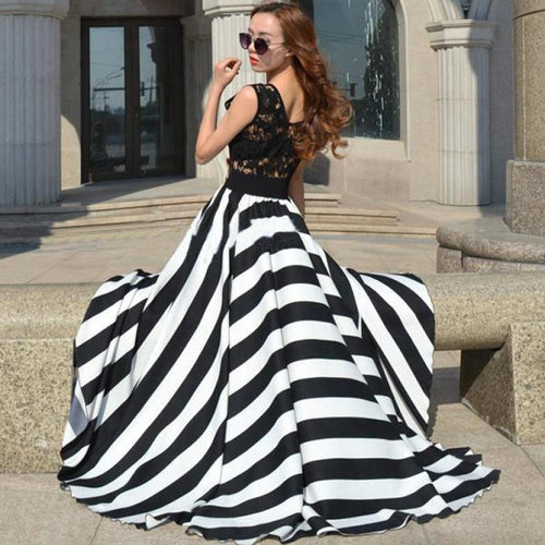 exy Women Long Maxi Evening Party Beach Lace Chiffon Dress EF8