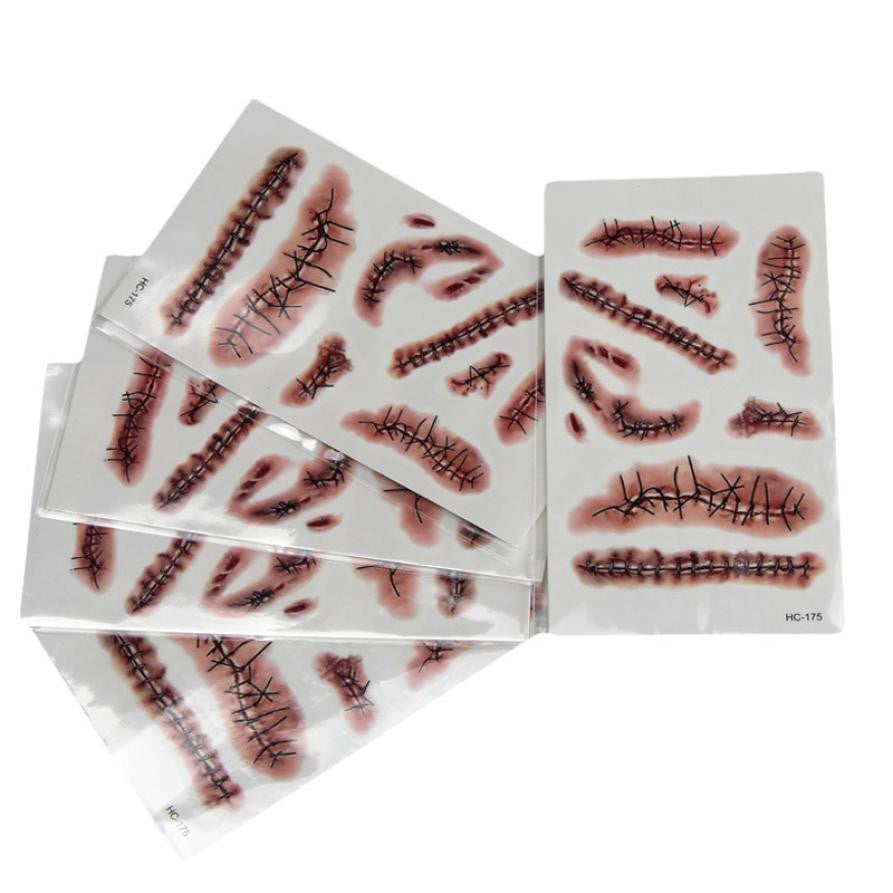 Halloween Zombie Scars Decoration Costume Makeup Waterproof Tattoo Stickers Fast Shipping s EF8