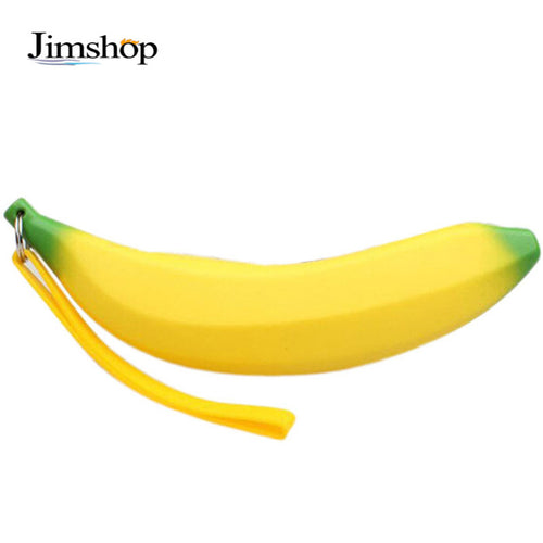 Novelty Ssilicone Portable Banana Coin Pencil Case Purse Bag Wallet Pouch Keyring Fast Shipping EF8