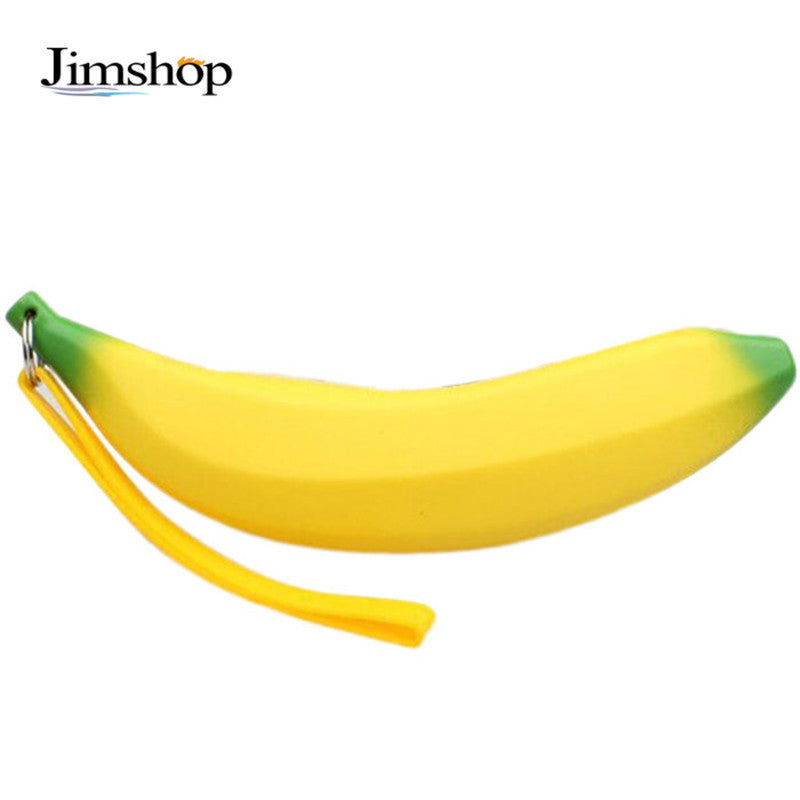 Novelty Ssilicone Portable Banana Coin Pencil Case Purse Bag Wallet Pouch Keyring Fast Shipping EF8