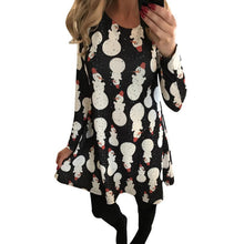 Ladies Women Long Sleeve Olaf Santa Hat Printing Party Swing Dress 17 Colors EF8