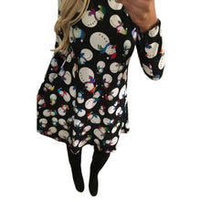 Ladies Women Long Sleeve Olaf Santa Hat Printing Party Swing Dress 17 Colors EF8