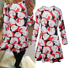 Ladies Women Long Sleeve Olaf Santa Hat Printing Party Swing Dress 17 Colors EF8