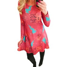 Ladies Women Long Sleeve Olaf Santa Hat Printing Party Swing Dress 17 Colors EF8