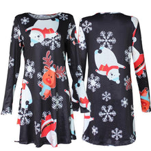 Ladies Women Long Sleeve Olaf Santa Hat Printing Party Swing Dress 17 Colors EF8