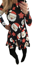 Ladies Women Long Sleeve Olaf Santa Hat Printing Party Swing Dress 17 Colors EF8