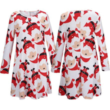 Ladies Women Long Sleeve Olaf Santa Hat Printing Party Swing Dress 17 Colors EF8