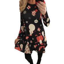 Ladies Women Long Sleeve Olaf Santa Hat Printing Party Swing Dress 17 Colors EF8