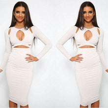 Long Sleeve Elastic Cotton Slim Sexy Party Dresses Midi Pencil Club Bandage Bodycon Dress Fast Shipping EF8