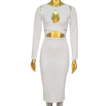 Long Sleeve Elastic Cotton Slim Sexy Party Dresses Midi Pencil Club Bandage Bodycon Dress Fast Shipping EF8