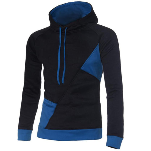 Men's Fashion Slim Fit Long Sleeve Splice Hooded Hoodies Outwear Top Hooded Sportswear EF8