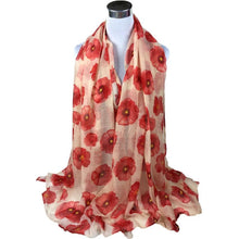 Design Red Poppy Print Long Scarf Flower Beach Wrap Ladies Stole Shawl EF8