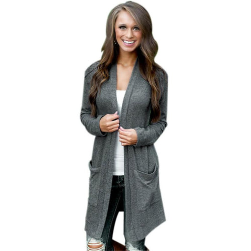 Korean Womens Lady Elegant Casual Knit Sleeve Sweater Coat Loose Long Cardigan Jacket Fast Shipping EF8