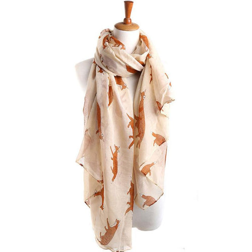 Lady Soft Scarves Womens Long Cute Fox Print Scarf Wraps Shawl EF8